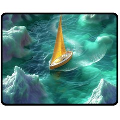 Dolphin Swimming Sea Ocean Fleece Blanket (medium) by Cemarart