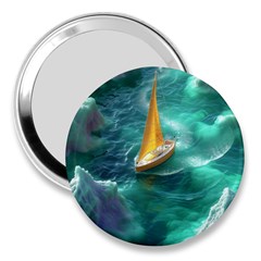 Dolphin Swimming Sea Ocean 3  Handbag Mirrors by Cemarart