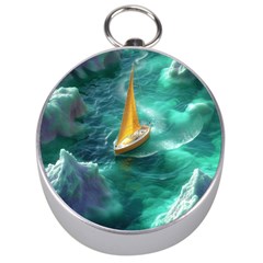 Dolphin Swimming Sea Ocean Silver Compasses by Cemarart