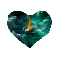 Dolphin Swimming Sea Ocean Standard 16  Premium Flano Heart Shape Cushions by Cemarart