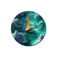 Dolphin Sea Ocean Rubber Coaster (round) by Cemarart