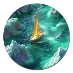 Dolphin Sea Ocean Magnet 5  (round) by Cemarart