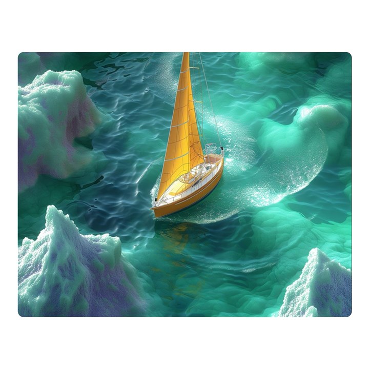 Dolphin Swimming Sea Ocean Two Sides Premium Plush Fleece Blanket (Large)