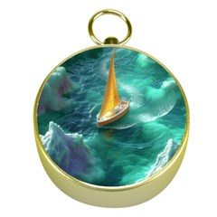 Dolphin Sea Ocean Gold Compasses by Cemarart