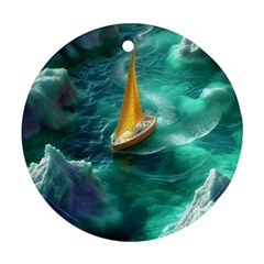 Dolphins Sea Ocean Round Ornament (two Sides) by Cemarart