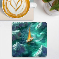 Dolphin Swimming Sea Ocean Uv Print Square Tile Coaster  by Cemarart