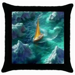 Moon Moonlit Forest Fantasy Midnight Throw Pillow Case (black) by Cemarart