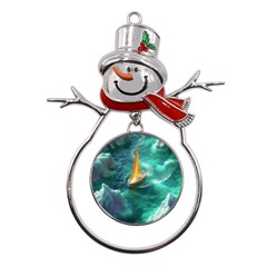 Dolphin Sea Ocean Metal Snowman Ornament by Cemarart