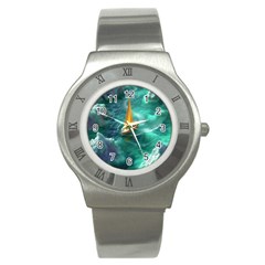 Dolphins Sea Ocean Water Stainless Steel Watch by Cemarart