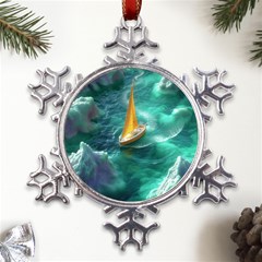 Dolphins Sea Ocean Metal Large Snowflake Ornament by Cemarart