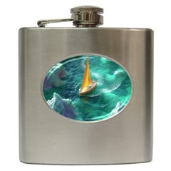 Silk Waves Abstract Hip Flask (6 Oz) by Cemarart