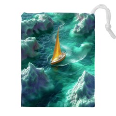 Silk Waves Abstract Drawstring Pouch (4xl) by Cemarart