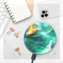 Silk Waves Abstract Wireless Fast Charger(white) by Cemarart