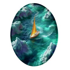 Silk Waves Abstract Oval Glass Fridge Magnet (4 Pack) by Cemarart