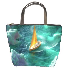 Seascape Boat Sailing Bucket Bag by Cemarart