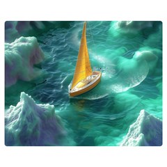 Seascape Boat Sailing Two Sides Premium Plush Fleece Blanket (medium) by Cemarart