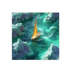 Seascape Boat Sailing Satin Bandana Scarf 22  X 22  by Cemarart