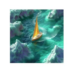 Seascape Boat Sailing Square Satin Scarf (30  X 30 ) by Cemarart