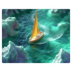 Seascape Boat Sailing Premium Plush Fleece Blanket (medium) by Cemarart