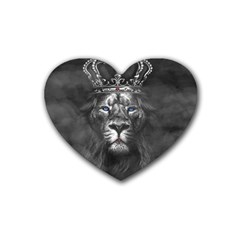 Lion King Of The Jungle Nature Rubber Heart Coaster (4 Pack) by Cemarart