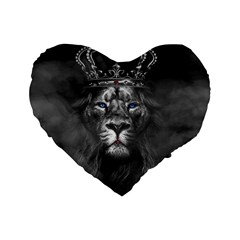 Lion King Of The Jungle Nature Standard 16  Premium Flano Heart Shape Cushions by Cemarart