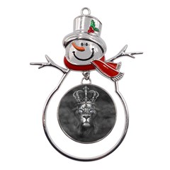 Lion King Of The Jungle Nature Metal Snowman Ornament by Cemarart