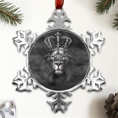 Lion King Of The Jungle Nature Metal Small Snowflake Ornament by Cemarart