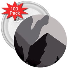 Mountain Wolf Tree Nature Moon 3  Buttons (100 Pack)  by Cemarart