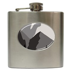 Mountain Wolf Tree Nature Moon Hip Flask (6 Oz) by Cemarart