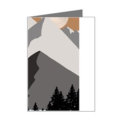 Mountain Wolf Tree Nature Moon Mini Greeting Card by Cemarart