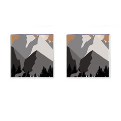 Mountain Wolf Tree Nature Moon Cufflinks (square) by Cemarart