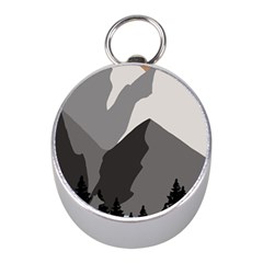 Mountain Wolf Tree Nature Moon Mini Silver Compasses by Cemarart