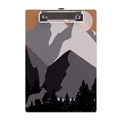 Mountain Wolf Tree Nature Moon A5 Acrylic Clipboard by Cemarart