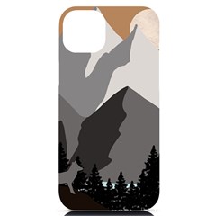 Mountain Wolf Tree Nature Moon Iphone 14 Plus Black Uv Print Case by Cemarart