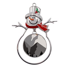 Mountain Wolf Tree Nature Moon Metal Snowman Ornament