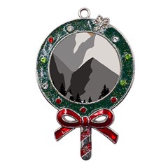 Mountain Wolf Tree Nature Moon Metal X mas Lollipop With Crystal Ornament