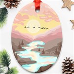 Mountain Birds River Sunset Nature Ornament (Oval) Front