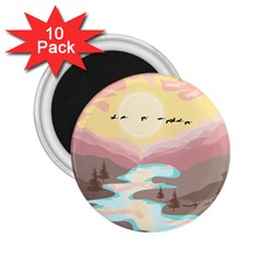 Mountain Birds River Sunset Nature 2 25  Magnets (10 Pack)  by Cemarart