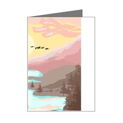 Mountain Birds River Sunset Nature Mini Greeting Card by Cemarart