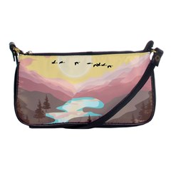 Mountain Birds River Sunset Nature Shoulder Clutch Bag by Cemarart