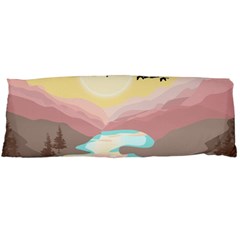 Mountain Birds River Sunset Nature Body Pillow Case (dakimakura) by Cemarart