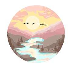 Mountain Birds River Sunset Nature Mini Round Pill Box (pack Of 5) by Cemarart