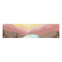 Mountain Birds River Sunset Nature Banner And Sign 4  X 1  by Cemarart