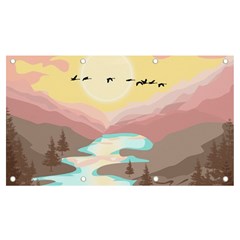 Mountain Birds River Sunset Nature Banner And Sign 7  X 4  by Cemarart