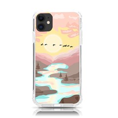 Mountain Birds River Sunset Nature Iphone 11 Tpu Uv Print Case by Cemarart