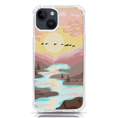 Mountain Birds River Sunset Nature Iphone 14 Tpu Uv Print Case by Cemarart