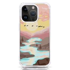 Mountain Birds River Sunset Nature Iphone 14 Pro Tpu Uv Print Case by Cemarart