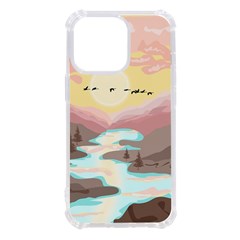 Mountain Birds River Sunset Nature Iphone 13 Pro Tpu Uv Print Case by Cemarart