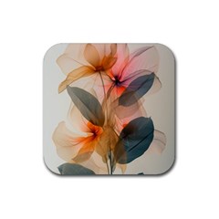 Double Exposure Flower Rubber Coaster (square) by Cemarart