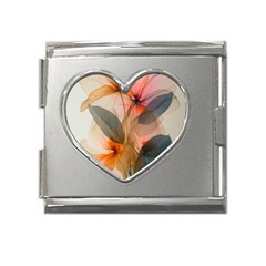 Double Exposure Flower Mega Link Heart Italian Charm (18mm) by Cemarart